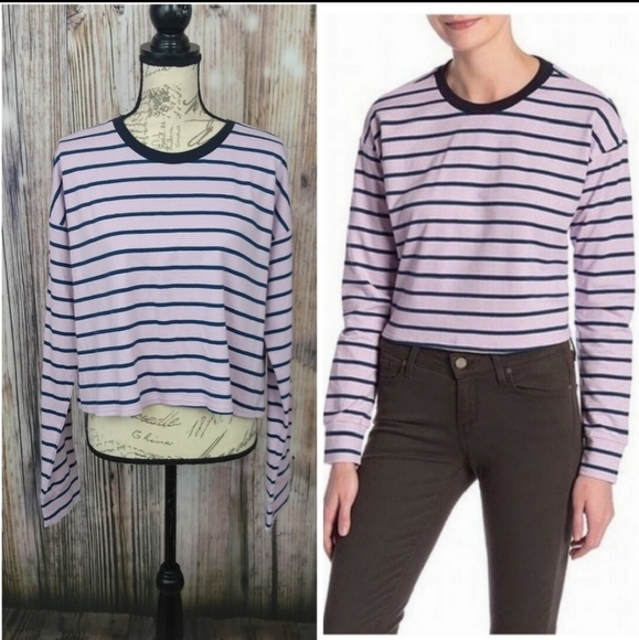 Code Mode Purple Stripe Cropped Long Sleeve Top - Picture 9 of 9